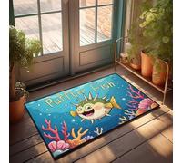 FZFN Tapis de salle de bain intéressant de ferme - Aventure de poisson soufflé : plaisir sous-marin avec des amis à picots antidérapants et résistants aux taches (50 x 80 cm)