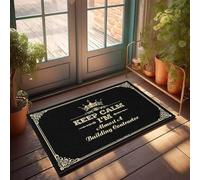 FZFN Tapis de salle de bain lavable avec inscription « Keep Calm I'm Almost A Building Contractor » - Décoration de porte d'automne rustique en peluche, convient pour Halloween et décoration