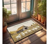 FZFN Tapis décoratif absorbant en mousse à mémoire de forme pour salle de jeux | Chèvres blanches rassemblées devant une grange style bohème pour maison de billard (40 x 60 cm)