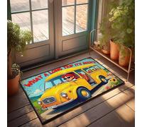 FZFN Tapis long voyage aventure dans une camionnette vintage, décoration de porte d'automne, grand tapis de sol imperméable pour cuisine, salon, chambre à coucher (40 x 60 cm)