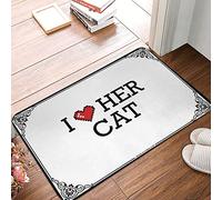 FZFN Teen Decor Tapis de douche rembourré | I Love Her Cat Boho Area Beer (65 x 90 cm)