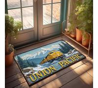FZFN Union Pacific : chemin de fer de montagne recouvert de neige, aventure, dortoir, porte d'extérieur, tapis de couloir lavable rembourré pour la maison (65 x 90 cm)