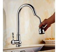 FZHLR Trois Colors︰Gold/Noir/Chrome Pull Robinet De Cuisine En Laiton Massif Pivotant Tirez Retractable Évier Mitigeur D'Eau Du Robinet, Chrome