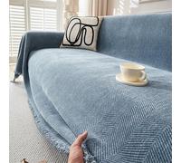 FZKun Couverture de canapé - Housse décorative texturée en chenille décontractée pour canapé, protège-couverture de meubles pour toutes les saisons, pour salon, chambre à coucher, voyage (Bleu, 180 x