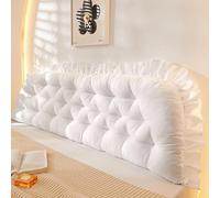 FZKun Grand Oreiller Traversin de Tête de Lit avec Attaches de Fixation - Support de Positionnement Repose-Dos Long Oreiller de Lecture avec Housse Amovible Coussin Dossier pour Lit Canapé Sofa Lit de