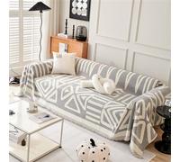 FZKun Grand Plaid Doux Réversible et Polyvalent pour Canapé 1/2/3/4 Places - Style Bohème - Couverture Décorative pour Chaises, Lits (Gris, 180 x 130 cm)