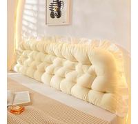 FZKun Grand traversin pour tête de lit avec attaches de fixation - Support de positionnement pour lit, repose-lit, coussin de lecture long avec housse amovible - Coussin de dossier pour lit, canapé