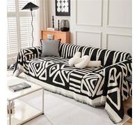 FZKun Grande couverture douce et réversible pour canapé 1/2/3/4 places - Style bohème - Couverture décorative pour chaises, canapés, canapés et lits (noir, 180 x 130 cm)