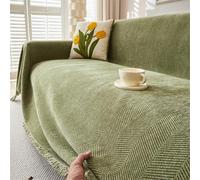 FZKun Jeté de Canapé - Housse en Chenille Décontractée Couverture Décorative Texturée Protecteur de Canapé Toutes Saisons Housse de Meuble pour Salon Chambre Voyage (Vert, 180 x 300 cm)