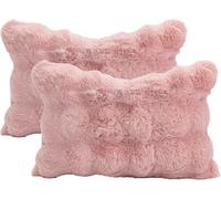 FZKun Lot de 2 taies d'oreiller douces en fausse fourrure polaire - Housses d'oreillers décoratifs de luxe carrées/rectangulaires chaudes pour l'hiver pour canapé, sofa, lit (insert d'oreiller non