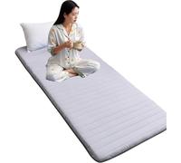 FZKun Matelas de sol simple avec sac de rangement sous vide réutilisable - Tapis tatami japonais enroulable en coton - Lit d'appoint pliable pour dortoir d'étudiant (90 x 200 cm, gris)