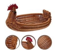 FZL02068LM Bol de fruits Paniers de fruits Panier tissé en rotin, panier à pain forme poulet mignon, plateau collation, service nourriture, jeu chasse aux œufs pâques Polyvalent