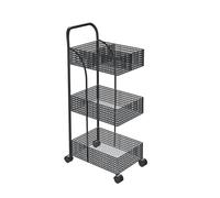 FZL02068LM Chariots de Service Support De Rangement for Chariot, en Métal for Cuisine Et Salle Bain, Mobile for, À roulettes Organisation(Noir,Petit)