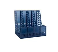 FZL02068LM Organisateurs de Papier Porte-revues rétro en Maille, 4 Compartiments, classeur de Bureau, trieur Livres Plateaux de Bureau(Blue)