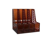 FZL02068LM Organisateurs de Papier Porte-revues rétro en Maille, 4 Compartiments, classeur de Bureau, trieur Livres Plateaux de Bureau(Bruin)