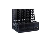 FZL02068LM Organisateurs de Papier Porte-revues rétro en Maille, 4 Compartiments, classeur de Bureau, trieur Livres Plateaux de Bureau(Noir)