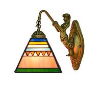 FZQSXAZU Applique Murale QTANZIQI, 1 lumière, Style Lanterne, Lampe Industrielle avec vitrail, Style Vintage, pour Commode, bibliothèque, Salon - à (E)