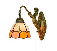 FZQSXAZU Applique Murale QTANZIQI, 1 lumière, Style Lanterne, Lampe Industrielle avec vitrail, Style Vintage, pour Commode, bibliothèque, Salon - à (L)