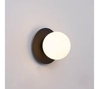 FZQSXAZU Petite Applique Murale en Verre dépoli avec culot E26 - Lampe de Salle de Bain Filaire pour Chambre à Coucher, Finition Noire et dorée