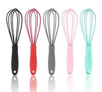Fzyisw Fouet Silicone 5 Pièces Pâtisserie, Mini Fouet Anti Adhérent, Cuisine Professionnel, Convient pour la Cuisine à Domicile, Restaurant