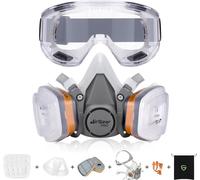 G-500 Masque de Protection Respiratoire Réutilisable, Anti poussière, Anti gaz avec Filtres et Lunettes de Protection pour Peinture