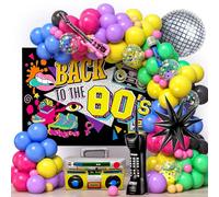 G.C Décoration de fête des années 80 et 90, rétro disco thème de fête avec guirlande de ballons, fond d'arrière-plan coloré, ballons en latex disco, ballons en plastique 80s 90s pour l'anniversaire