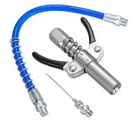 G Coupleur pour Pompe à Graisse, Embout Pompe a Graisse Manuelle, Coupleur Raccord de Pistolet à Graisse, Embout Graissage à Double Poignée avec 30cm Tuyau, avec 18G Aiguille pour Pompe à Graisse