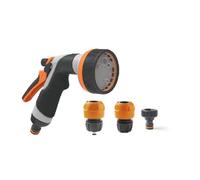 G&F SRL, Pistolet d'arrosage 8 Jets pour Jardin, Plantes et Fleurs, en Plastique, Multi-Jets avec 8 Jets réglables, en kit Complet avec raccords et Prise Robinet. Fabriqué en Italie