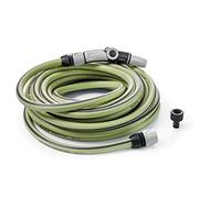 G.F. Srl TUYAU RECO, 15m de tuyau pour arrosage 12,5 mm (1/2") en PLASTIQUE RECYCLE, équipé de KIT pour l'arrosage (lance ergonomique 3 jets, raccords, nez de robinet). Fabriqué en France, Vert Lime