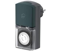 G-Homa Minuterie d'extérieur mécanique 24 Heures avec sécurité Enfant et Couvercle de Protection IP44 étanche pour lumières, Pompes de Piscine, décoration de Noël, Fiche et Prise Schuko allemandes