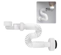 G1 1/4 zoll Siphon Lavabo Evier Cuisine Set, Siphon Plastique Gain de Place | Syphon Salle, Evacuation Evier Adaptable en à l'épreuve des Odeurs, Tuyau de Vidange Flexible Universel pour Salle