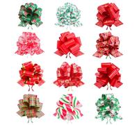 G2PLUS 12PCS Noeud Noel Cadeau: Nœuds à Tirer en Ruban, Grands Nœuds Cadeau pour Cadeaux de Noël,Paniers,Mariage Fête Décoration de Voiture
