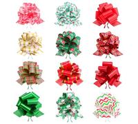 G2PLUS 12PCS Noeud Noel Cadeau: Nœuds à Tirer en Ruban, Grands Nœuds Cadeau pour Cadeaux de Noël,Paniers,Mariage Fête Décoration de Voiture