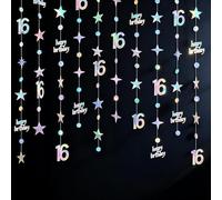 G2PLUS 16 Ans Guirlande Happy Birthday,16 Ans Deco Anniversaire Irisée