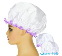 G2PLUS 2 Pcs Bonnets de Douche Étanches, Réutilisables, Blanc