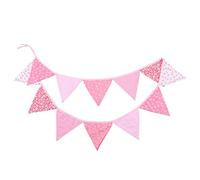 G2PLUS 3.3M Guirlande de Fanions,Fanions Bannière,Guirlande en Tissu Double Face Banderole Triangle pour Chambre d'enfant,Fêtes d'anniversaire (Rose)