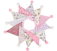 G2PLUS 4M Fanions Guirlande de Fanions en Tissu Fanion de Couleur Décoration Chambre Bébé Fille Garçon-Banderole Triangle Rose
