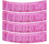 G2PLUS 4PCS Guirlande Frange Rose:Rideau Métallique Tinsel 300x30cm,Rideau Paillette pour Anniversaires,Fêtes,Mariages,Baptêmes,Baby Showers, Décors Photo