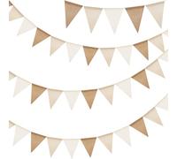 G2PLUS Brun et Beige Fanion Jute Guirlande Fanions Toile de Jute,12M avec 36PCS Drapeau Triangulaire en Lin Imitation Résistant aux Intempéries pour Chambre d'enfant,fête Décoration de Jardin