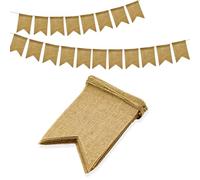 G2PLUS Guirlande Fanion Jute Bannière Banderole 4.4M Tissu Drapeau Fanion Guirlandes Vintage Élégant Décor De Mariage Rustique