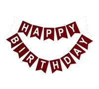 G2PLUS Guirlande Happy Birthday:Banderole Joyeux Anniversaire Bordeaux,Pré-Assemblée Guirlande en Papier Premium Grand Format 16 x 20 cm, pour Fête Anniversaire