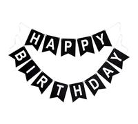 G2PLUS Guirlande Happy Birthday,Banderole Joyeux Anniversaire Noir Grand | Pré-Assemblée Guirlande en Papier Premium Format 16 x 20 cm, pour Fête Anniversaire