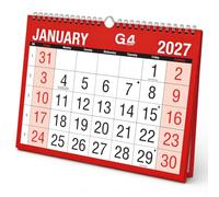 G4GADGET Calendrier mural 2026 mensuel 27 cm x 21 cm - Mise en page facile avec jours fériés britanniques | Planificateur à spirale à suspendre pour la maison, le bureau, l'école et le travail