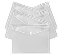 G4GADGET Lot de 10 pochettes A4 en plastique transparent avec fente pour étiquette et fermeture à pression sécurisée pour papiers, bureau, école et maison