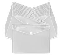 G4GADGET Lot de 20 pochettes A4 en plastique transparent avec fermeture à pression sécurisée - Porte-documents imperméables pour la maison, le bureau, l'école et les voyages