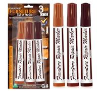 G4GADGET Lot de 3 marqueurs de retouche de meubles - Stylos de réparation du bois pour rayures et éraflures sur les sols, tables, armoires et plus encore - Nuances claires, moyennes et foncées