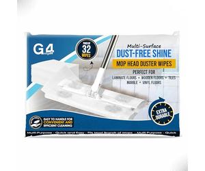 G4GADGET Lot de 32 lingettes nettoyantes jetables pour sols - Tampons de rechange humides et secs (29,5 cm x 22 cm) - Compatible avec la plupart des balais de sol pour bois dur, stratifié et carrelage