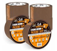 G4GADGET Lot de 6 rouleaux de ruban adhésif d'emballage marron de qualité supérieure - 60 m x 48 mm - 45 μm - Pour boîtes de colis sécurisées