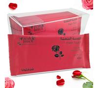 G4GADGET Lot de 6 serviettes rafraîchissantes jetables de luxe - Parfum rose | 25 cm x 25 cm Serviettes pour les mains et le visage | Utilisation chaude et froide | Idéales pour les voyages, les