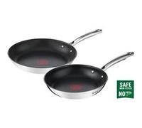 G732S255 Lot de 2 poêles 24/28 cm, Induction, Revetement extérieur inox, Revetement intérieur antiadhésif, Duetto G